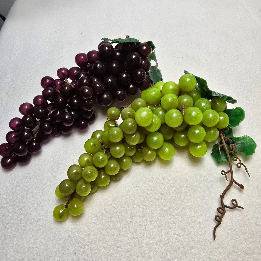 Realistic Artificial Grapes Green Purple Faux‎ Fruit Bunches Decor Home Display